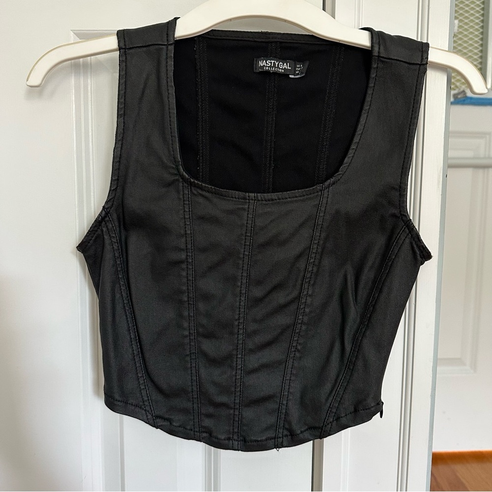 Nasty Gal Black Corset Style Top